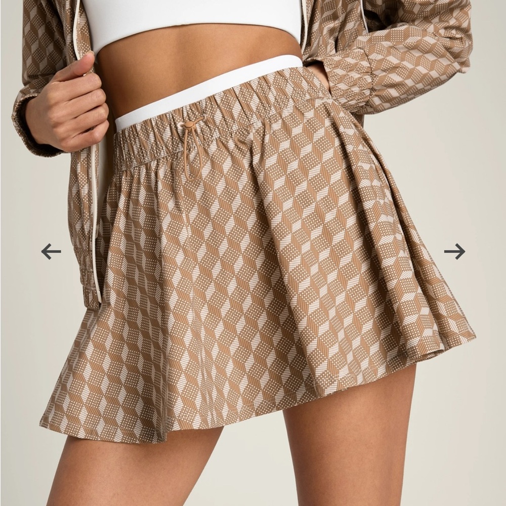 Wilson Retro Tennis Beige Geometric Print Flared Skirt